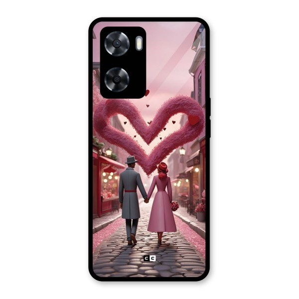 Valetines Couple Walking Glass Back Case for Oppo A57 2022