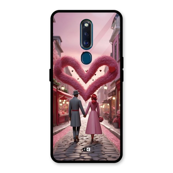 Valetines Couple Walking Glass Back Case for Oppo F11 Pro