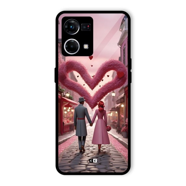 Valetines Couple Walking Glass Back Case for Oppo F21 Pro 4G