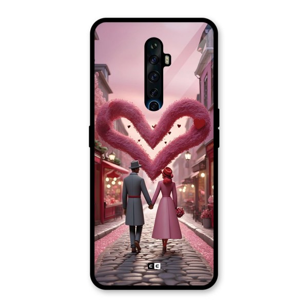 Valetines Couple Walking Glass Back Case for Oppo Reno2 F