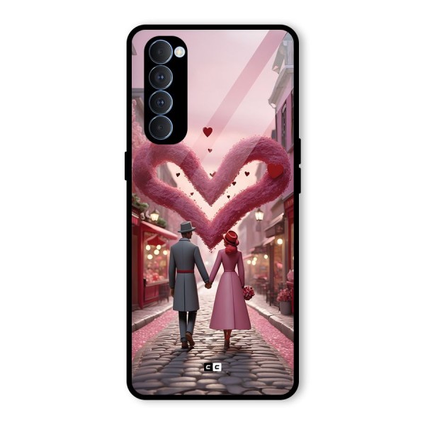 Valetines Couple Walking Glass Back Case for Oppo Reno4 Pro