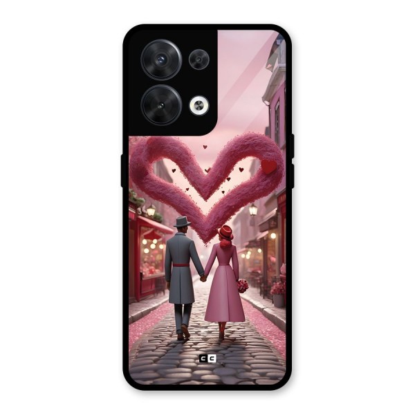 Valetines Couple Walking Glass Back Case for Oppo Reno8 5G