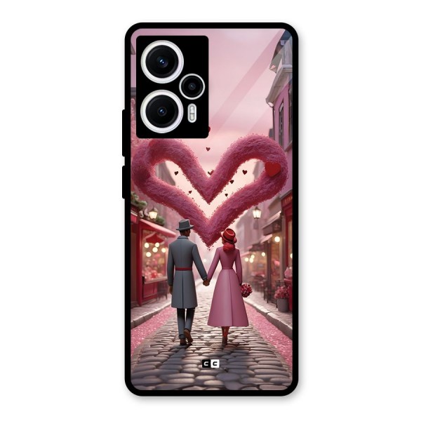 Valetines Couple Walking Glass Back Case for Poco F5