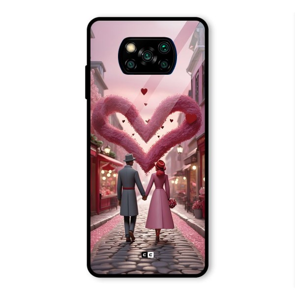 Valetines Couple Walking Glass Back Case for Poco X3 Pro