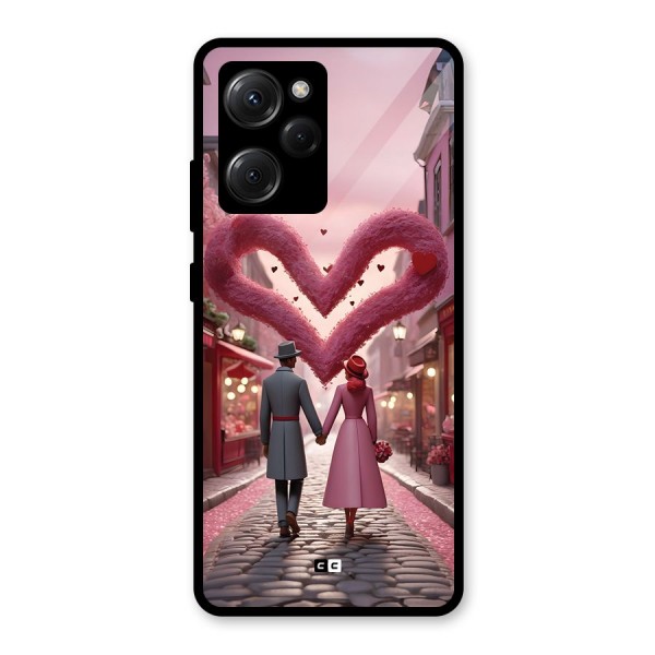 Valetines Couple Walking Glass Back Case for Poco X5 Pro