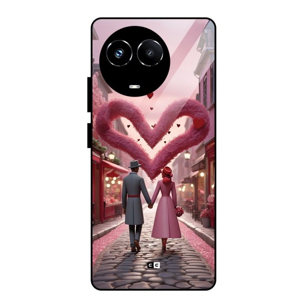 Valetines Couple Walking Glass Back Case for Realme 11X