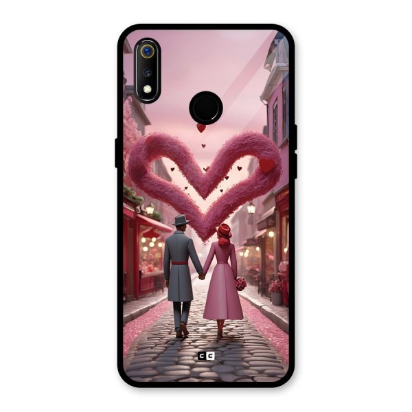 Valetines Couple Walking Glass Back Case for Realme 3