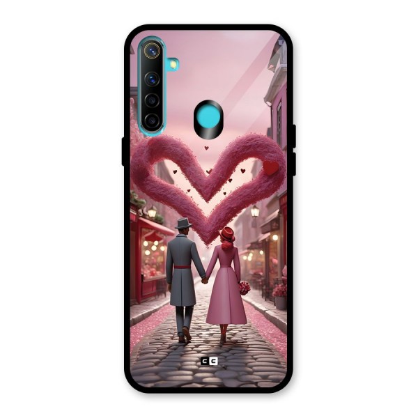 Valetines Couple Walking Glass Back Case for Realme 5