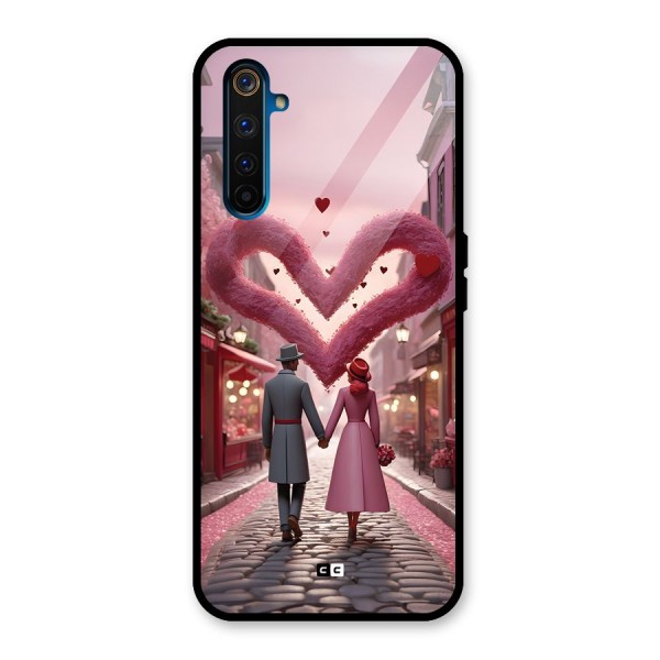 Valetines Couple Walking Glass Back Case for Realme 6 Pro