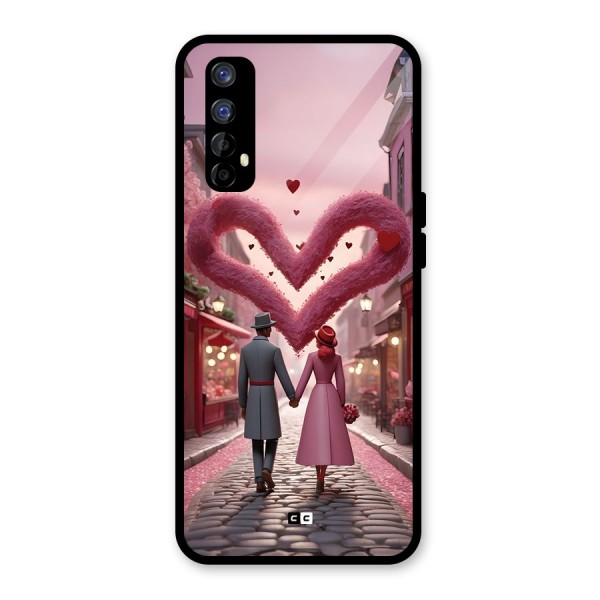 Valetines Couple Walking Glass Back Case for Realme 7