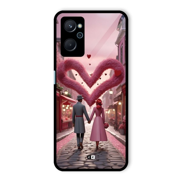 Valetines Couple Walking Glass Back Case for Realme 9i