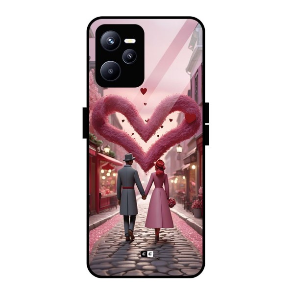 Valetines Couple Walking Glass Back Case for Realme C35