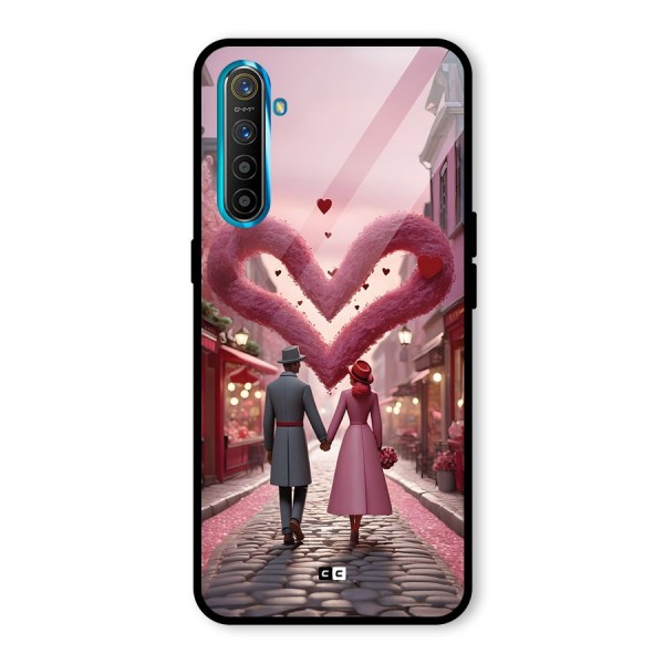 Valetines Couple Walking Glass Back Case for Realme XT