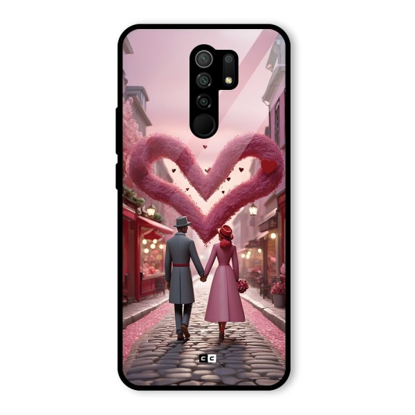 Valetines Couple Walking Glass Back Case for Redmi 9 Prime