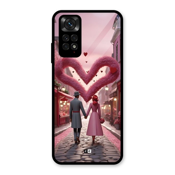 Valetines Couple Walking Glass Back Case for Redmi Note 11