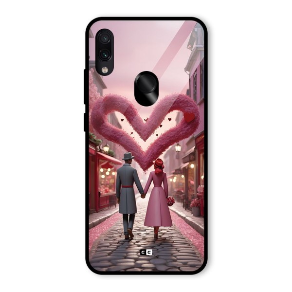 Valetines Couple Walking Glass Back Case for Redmi Note 7