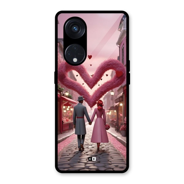 Valetines Couple Walking Glass Back Case for Reno8 T 5G