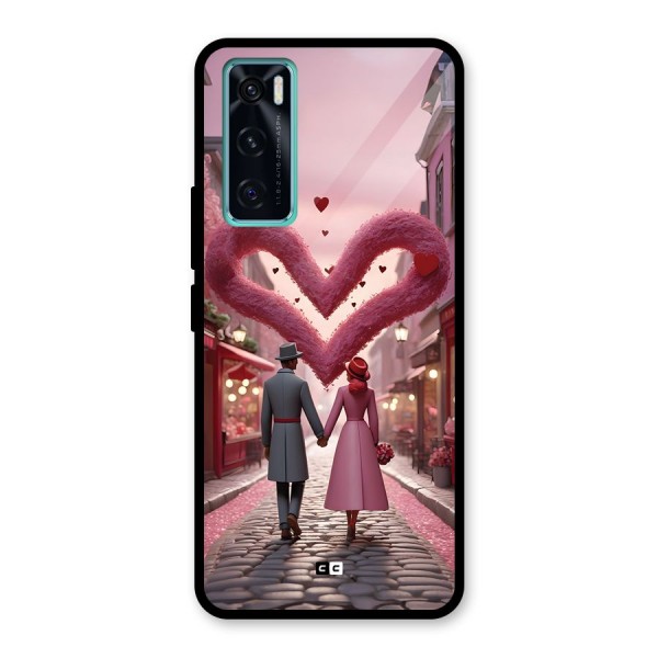 Valetines Couple Walking Glass Back Case for Vivo V20 SE