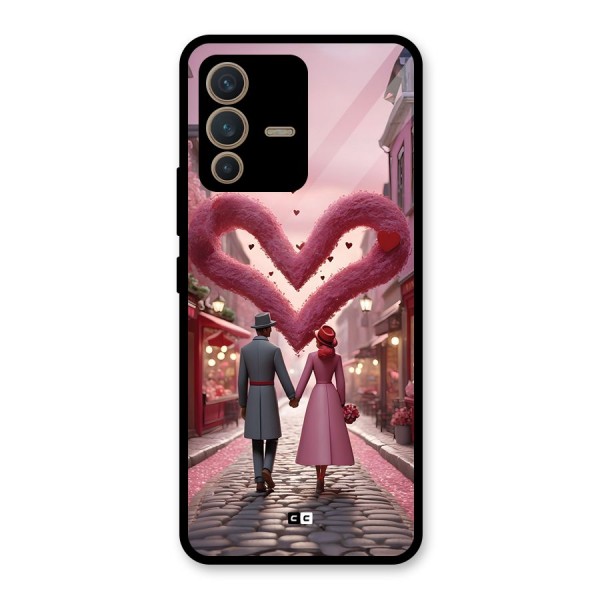 Valetines Couple Walking Glass Back Case for Vivo V23 5G