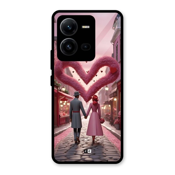 Valetines Couple Walking Glass Back Case for Vivo V25