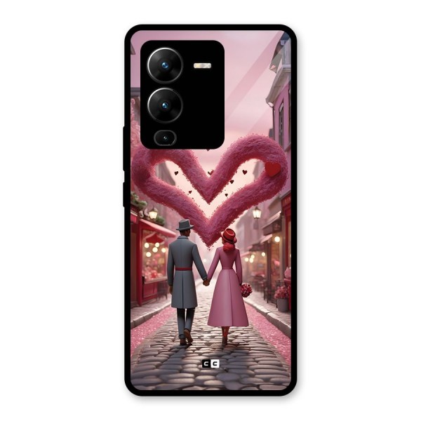 Valetines Couple Walking Glass Back Case for Vivo V25 Pro