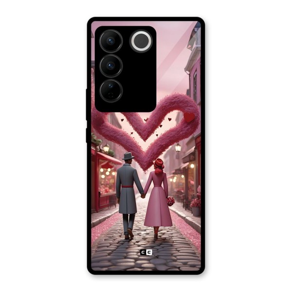 Valetines Couple Walking Glass Back Case for Vivo V27 Pro