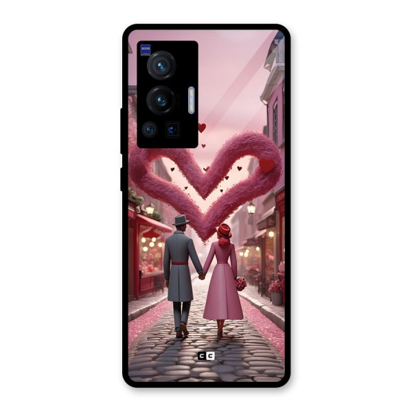 Valetines Couple Walking Glass Back Case for Vivo X70 Pro