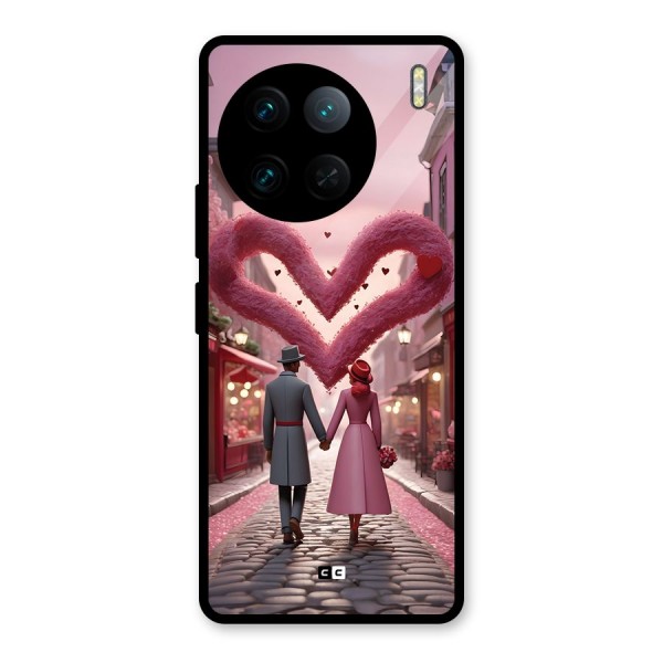 Valetines Couple Walking Glass Back Case for Vivo X90 Pro