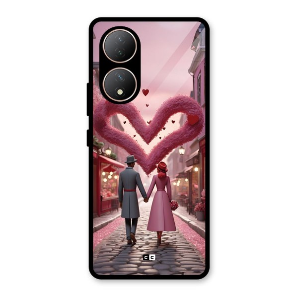 Valetines Couple Walking Glass Back Case for Vivo Y100