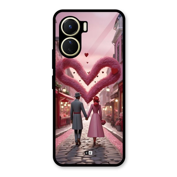 Valetines Couple Walking Glass Back Case for Vivo Y16