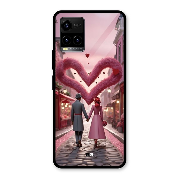 Valetines Couple Walking Glass Back Case for Vivo Y21A