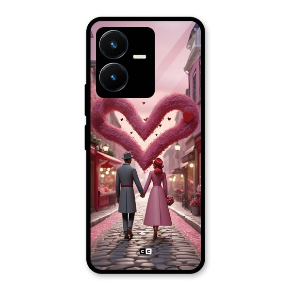 Valetines Couple Walking Glass Back Case for Vivo Y22