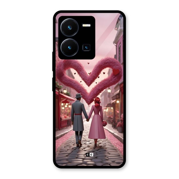 Valetines Couple Walking Glass Back Case for Vivo Y35