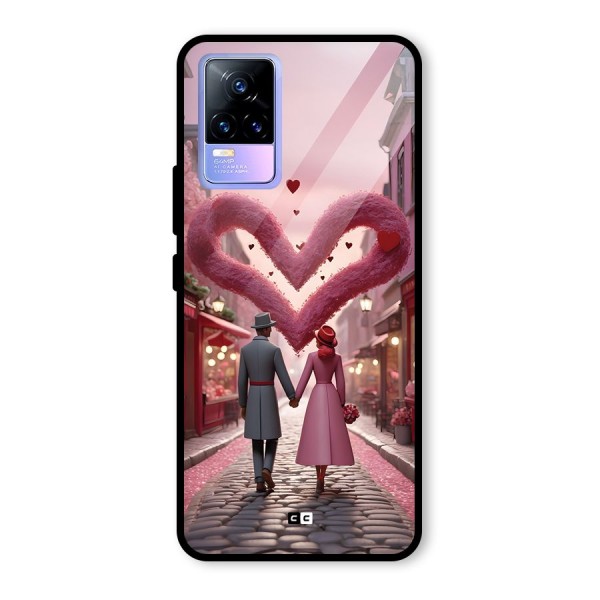 Valetines Couple Walking Glass Back Case for Vivo Y73