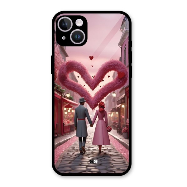 Valetines Couple Walking Glass Back Case for iPhone 14 Plus