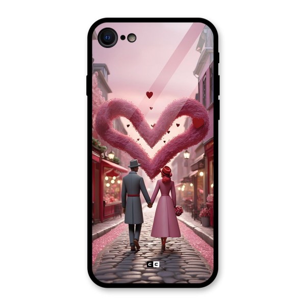 Valetines Couple Walking Glass Back Case for iPhone 8