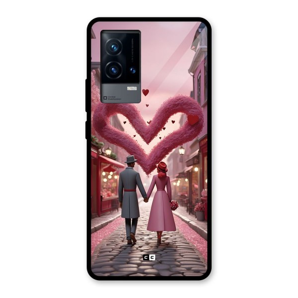 Valetines Couple Walking Glass Back Case for iQOO 9 5G