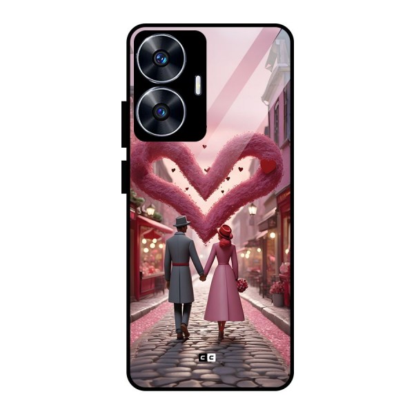 Valetines Couple Walking Glass Back Case for realme C55