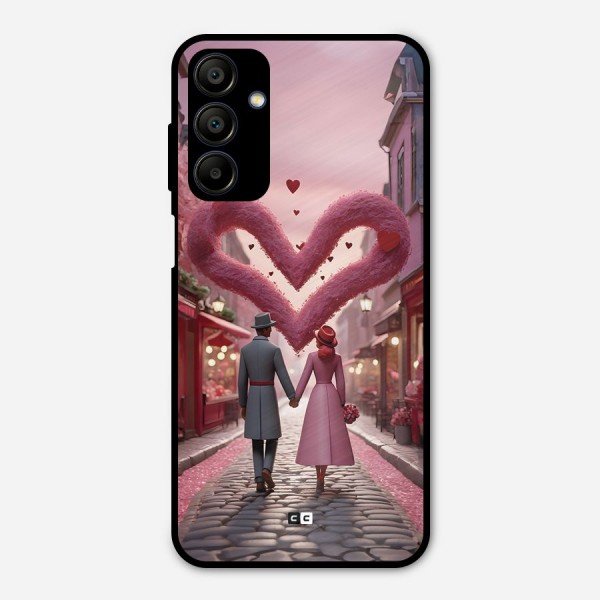 Valetines Couple Walking Metal Back Case for Galaxy A15 5G