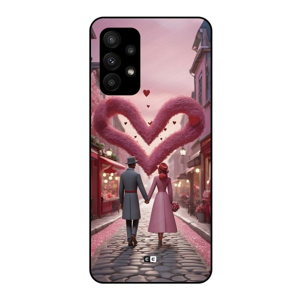 Valetines Couple Walking Metal Back Case for Galaxy A23