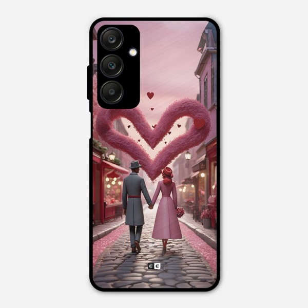 Valetines Couple Walking Metal Back Case for Galaxy A25 5G