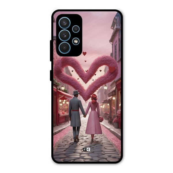 Valetines Couple Walking Metal Back Case for Galaxy A32