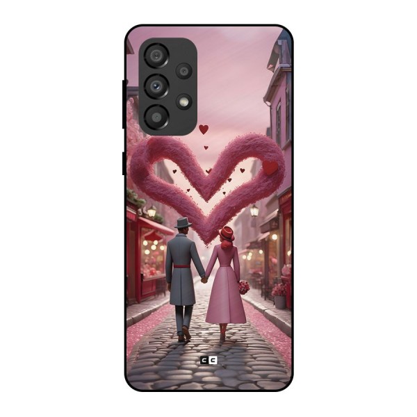 Valetines Couple Walking Metal Back Case for Galaxy A33 5G