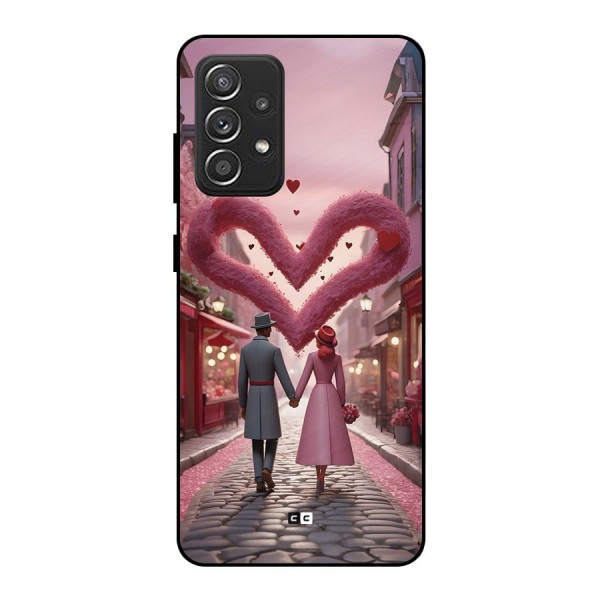 Valetines Couple Walking Metal Back Case for Galaxy A52