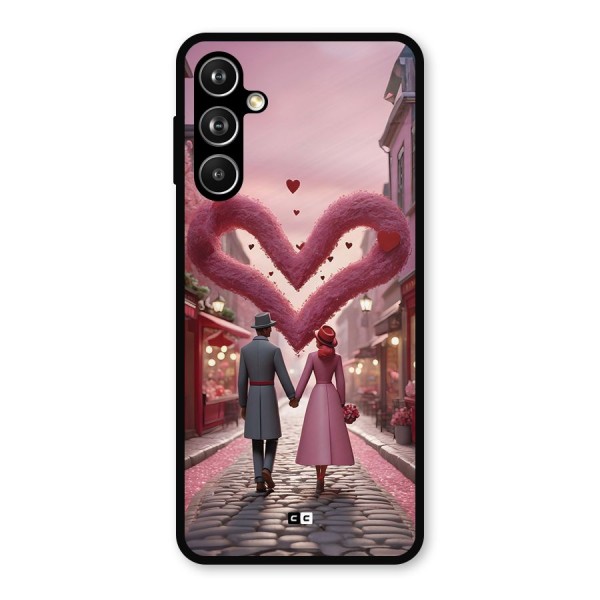 Valetines Couple Walking Metal Back Case for Galaxy F54