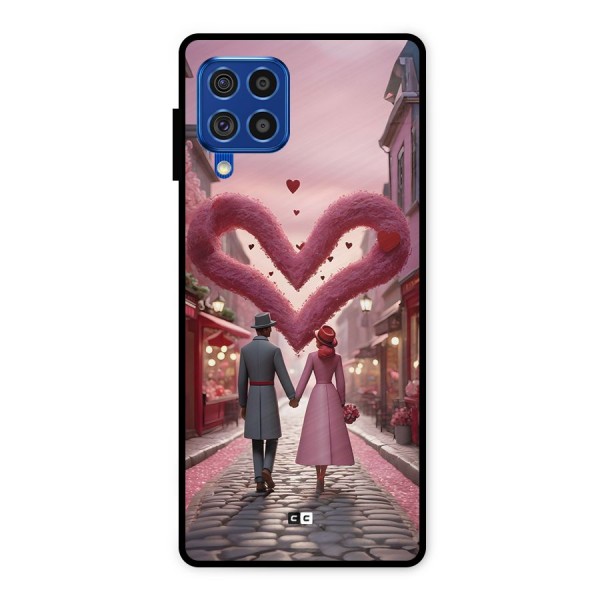 Valetines Couple Walking Metal Back Case for Galaxy F62