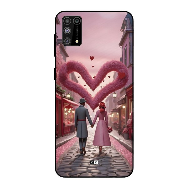 Valetines Couple Walking Metal Back Case for Galaxy M31