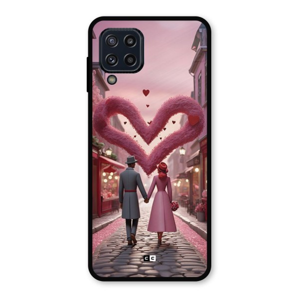 Valetines Couple Walking Metal Back Case for Galaxy M32