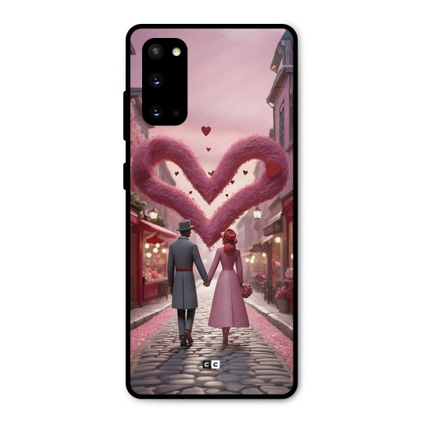 Valetines Couple Walking Metal Back Case for Galaxy S20