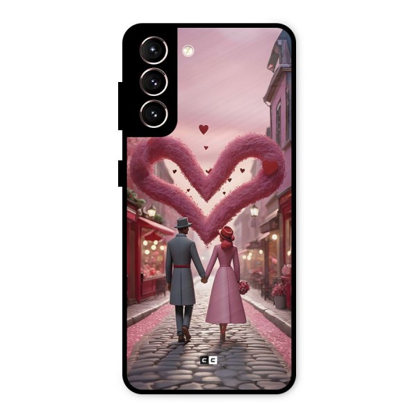 Valetines Couple Walking Metal Back Case for Galaxy S21 5G
